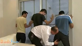 Old officer punishes twinks with his meaty baton