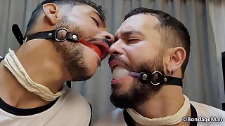 Skylarking jokingly To pieces Victor BH and Thiago BH tied nigh and gagged for the first maturity